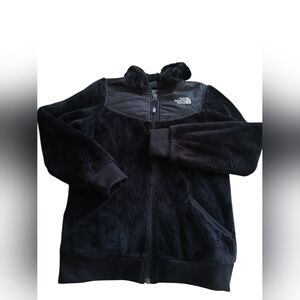 The North Face Black Plush Zip-Up Jacket Sz Med 10-12 Girls Kids Hoodie